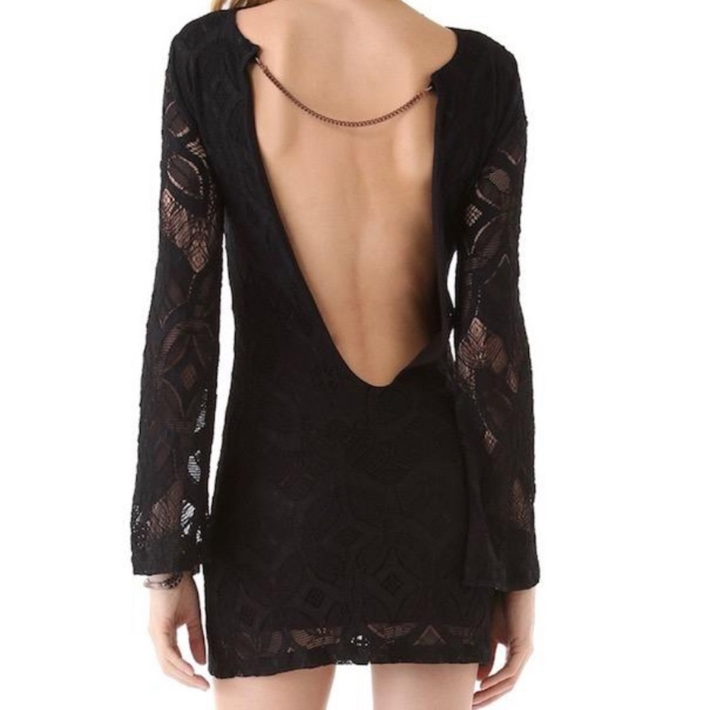 Nightcap lace backless dress bell sleeves